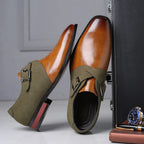 Vegan Leather and Suede Double Buckle Loafers for Men | Formal and Office Wear