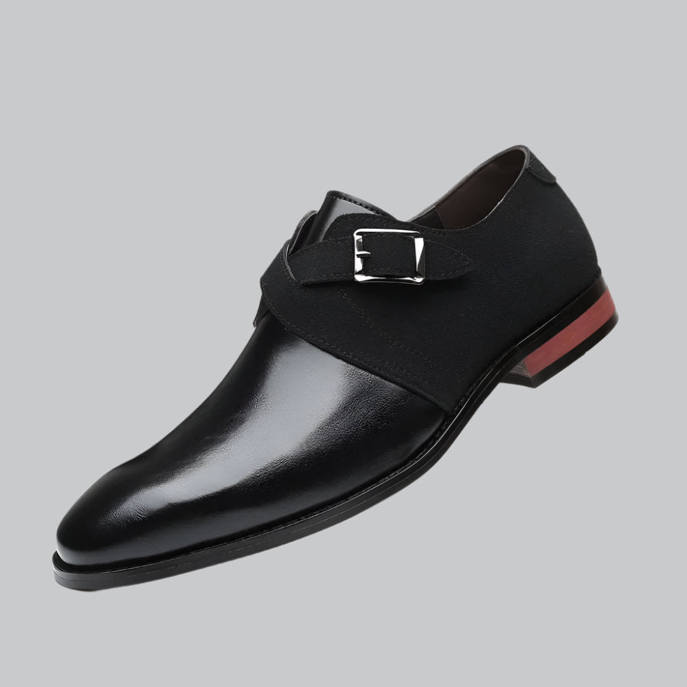 Vegan Leather and Suede Double Buckle Loafers for Men | Formal and Office Wear