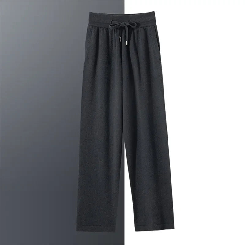 Pure Cashmere Knit Straight Leg Trousers for Men | Autumn and Winter Wear