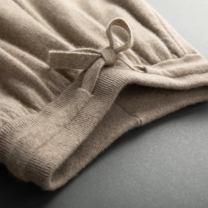 Pure Cashmere Knit Straight Leg Trousers for Men | Autumn and Winter Wear