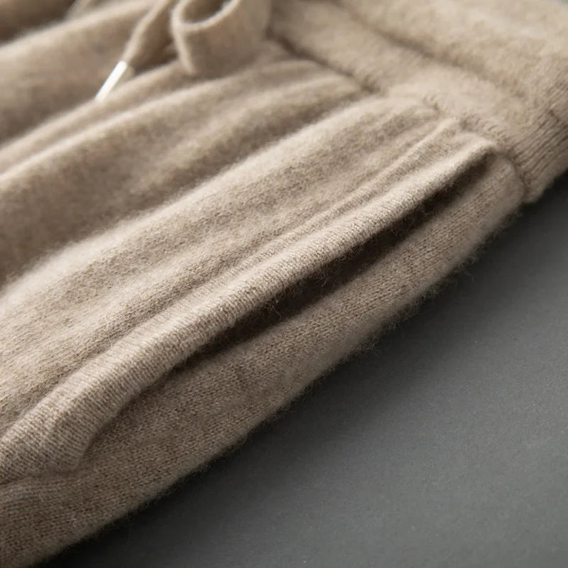 Pure Cashmere Knit Straight Leg Trousers for Men | Autumn and Winter Wear