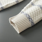 Striped Merino Wool Half High Collar Zip Cardigan for Men | Winter Layering