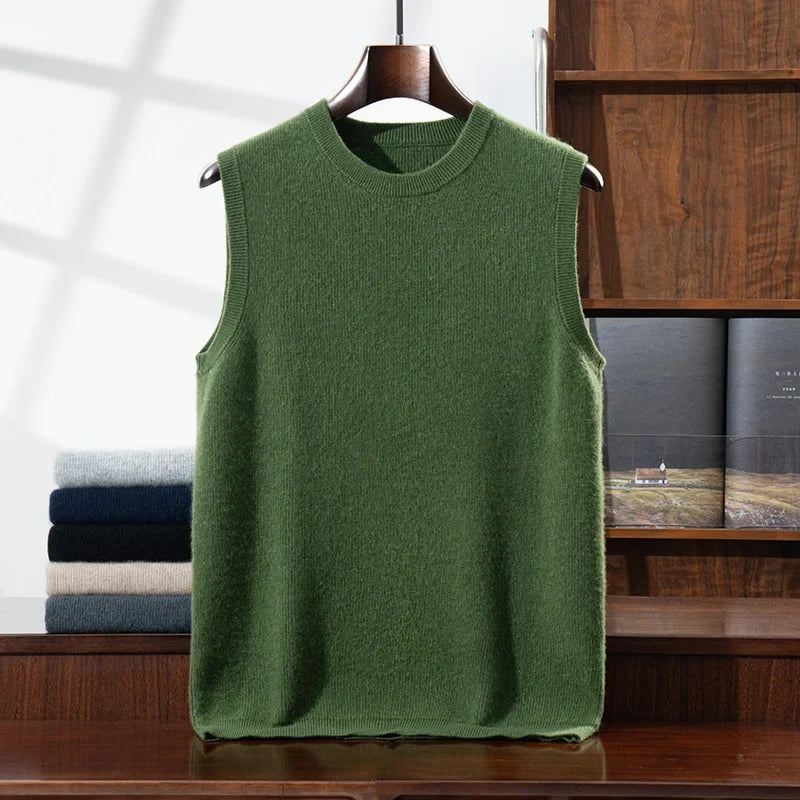 Pure Cashmere Knit Sweater Vest for Men | Autumn and Winter Layering