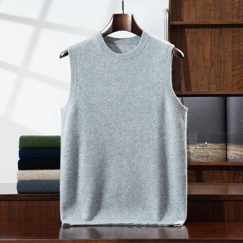 Pure Cashmere Knit Sweater Vest for Men | Autumn and Winter Layering