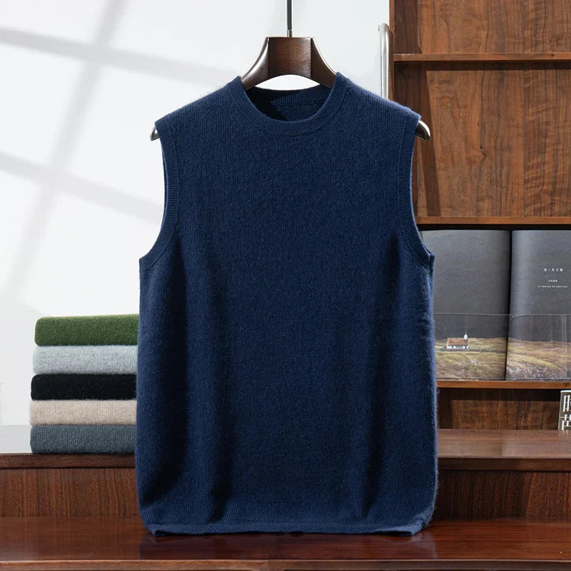 Pure Cashmere Knit Sweater Vest for Men | Autumn and Winter Layering