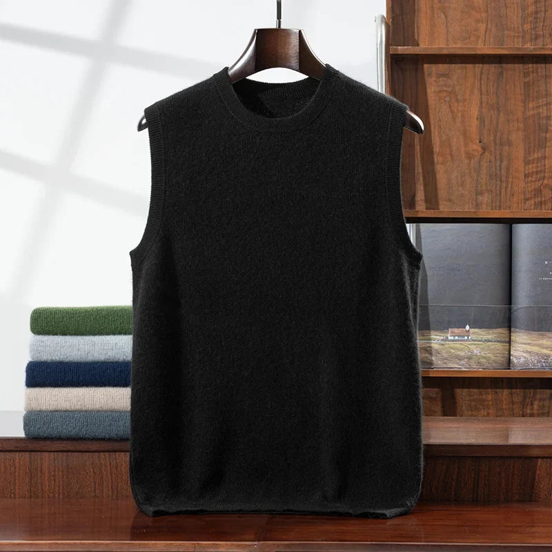 Pure Cashmere Knit Sweater Vest for Men | Autumn and Winter Layering
