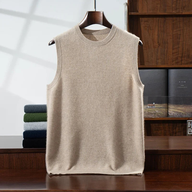 Pure Cashmere Knit Sweater Vest for Men | Autumn and Winter Layering