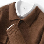 Pure Cashmere Polo Collar Button Cardigan for Men | Business and Casual Wear