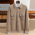 Pure Cashmere Polo Collar Button Cardigan for Men | Business and Casual Wear