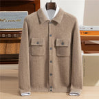 Pure Cashmere Polo Collar Button Cardigan for Men | Business and Casual Wear