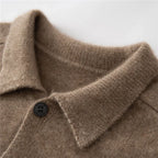 Pure Cashmere Polo Collar Button Cardigan for Men | Business and Casual Wear