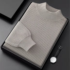 Pure Cotton Honeycomb Knit Half High Collar Sweater for Men | Winter Layering