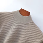 Pure Cotton Honeycomb Knit Half High Collar Sweater for Men | Winter Layering