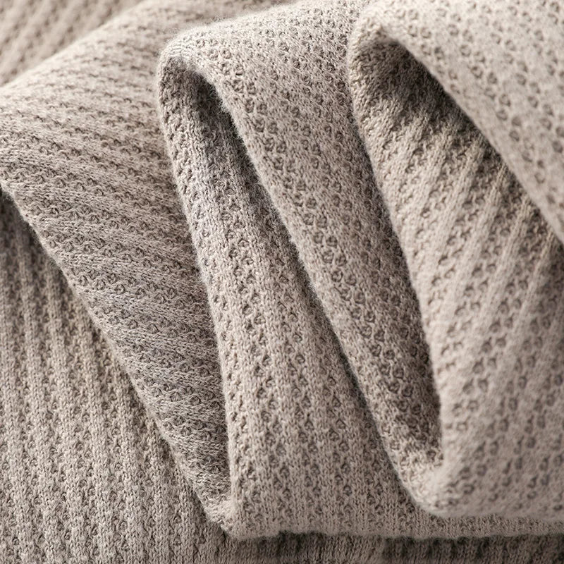Pure Cotton Honeycomb Knit Half High Collar Sweater for Men | Winter Layering