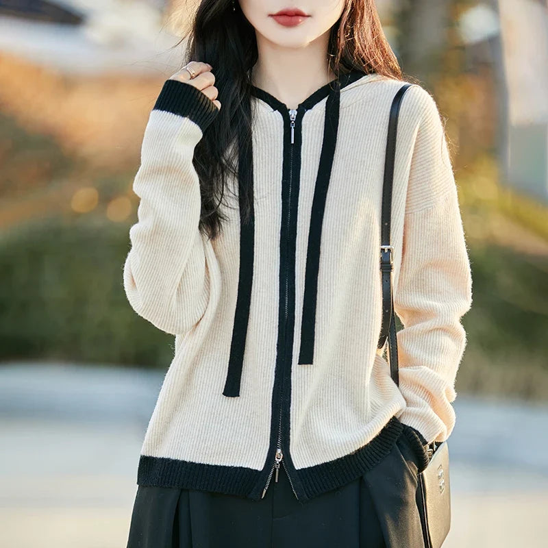 Relaxed Fit Merino Wool Hooded Zip Cardigan for Men | Everyday Layering