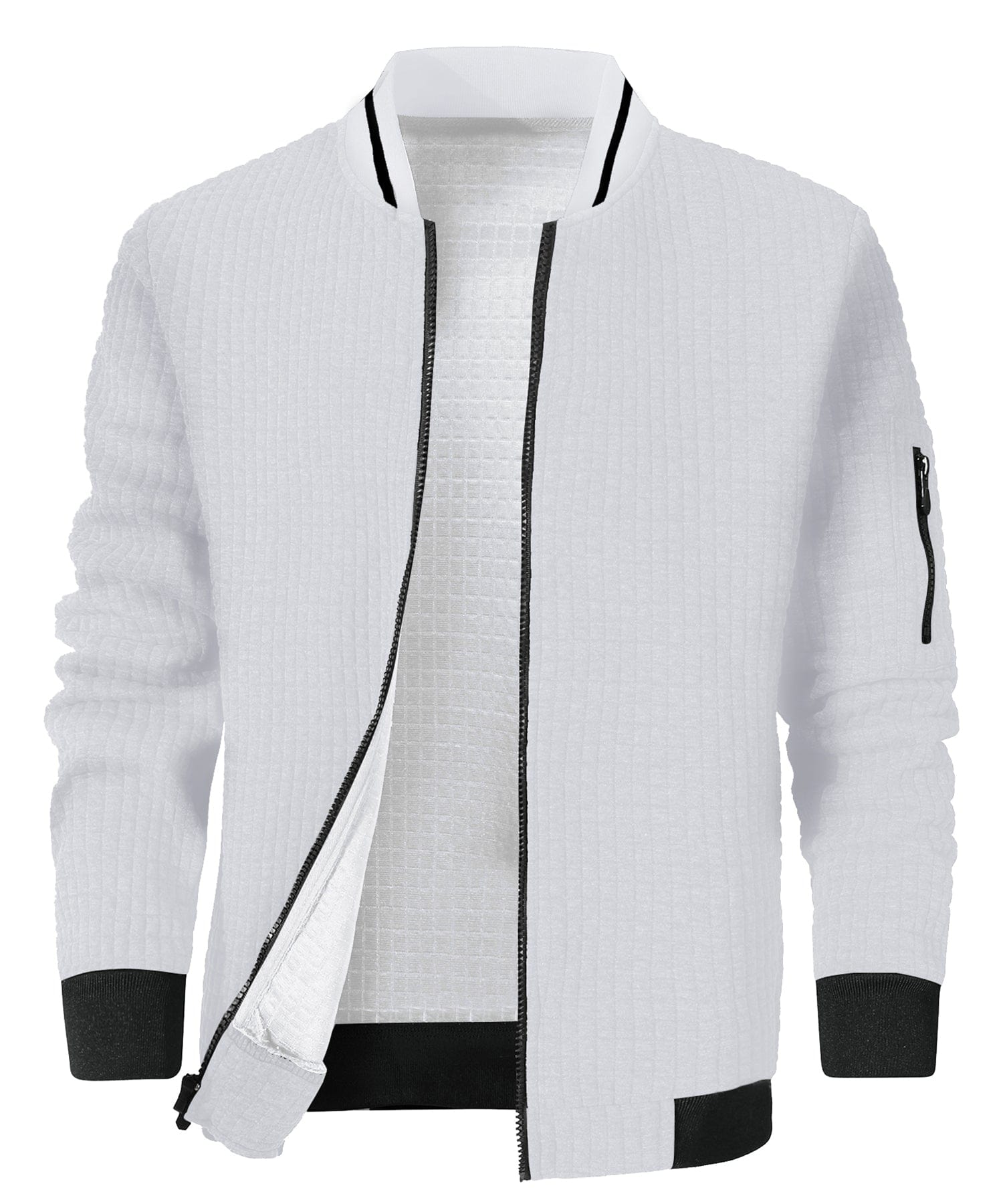 Minimalist Lightweight Zip Up Jacket with Sleeve Pocket for Men | Commuter Wear