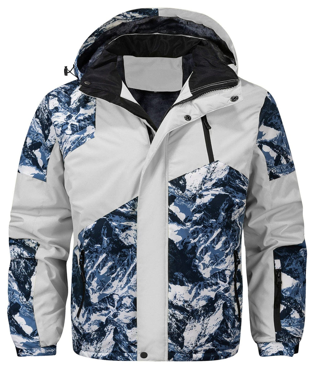 Glacier Print Insulated Hooded Winter Jacket for Men | Outdoor Wear