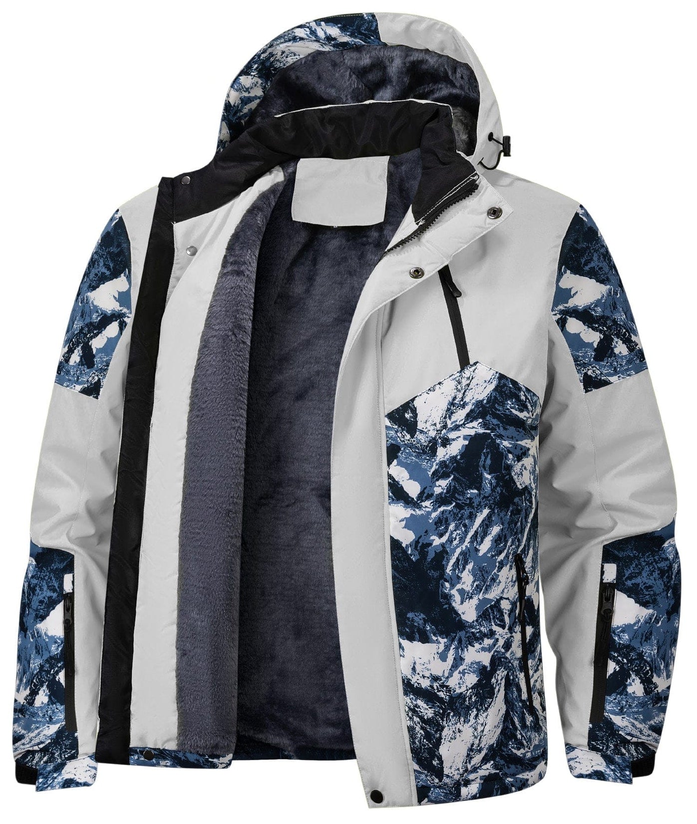 Glacier Print Insulated Hooded Winter Jacket for Men | Outdoor Wear