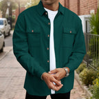 Waffle Texture Button Up Overshirt for Men | Spring and Autumn Layering