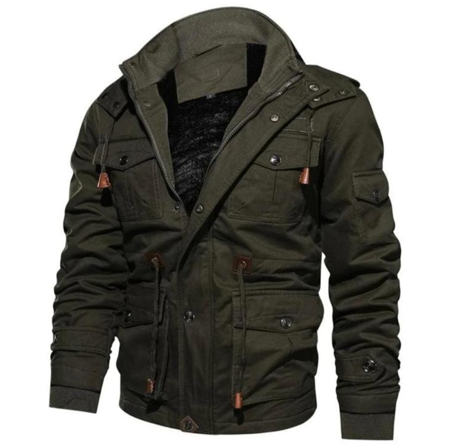 Fleece Lined Wind Resistant Hooded Cotton Coat for Men | Winter Outerwear