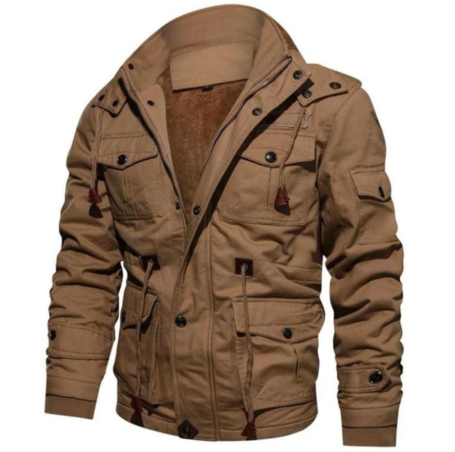 Fleece Lined Wind Resistant Hooded Cotton Coat for Men | Winter Outerwear