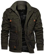 Fleece Lined Wind Resistant Hooded Cotton Coat for Men | Winter Outerwear