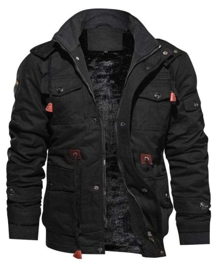 Fleece Lined Wind Resistant Hooded Cotton Coat for Men | Winter Outerwear