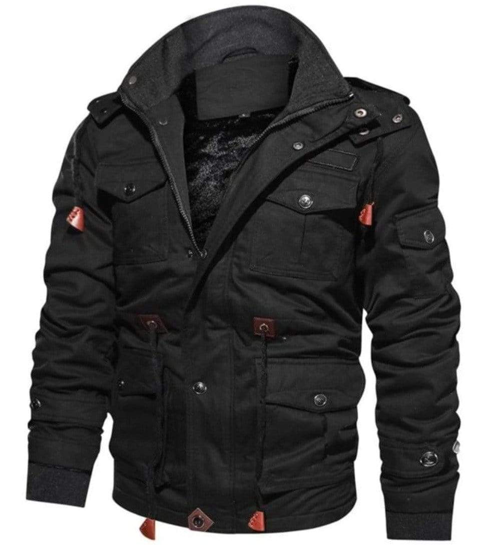 Fleece Lined Wind Resistant Hooded Cotton Coat for Men | Winter Outerwear