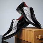 Handcrafted Two Tone Patina Wingtip Oxford Shoes for Men | Weddings and Business