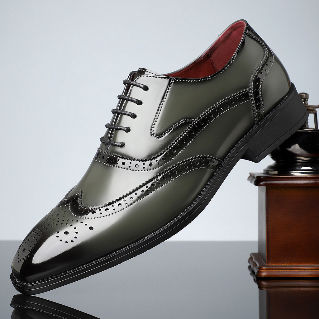 Handcrafted Two Tone Patina Wingtip Oxford Shoes for Men | Weddings and Business
