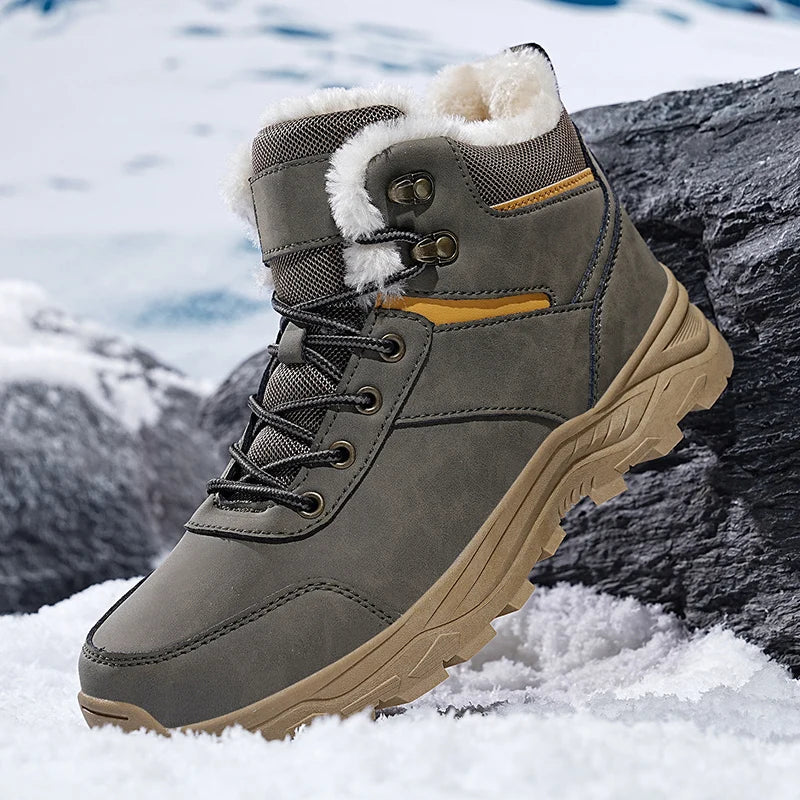 Fleece Lined High Top Winter Hiking Boots for Men | Snow and Trail Use