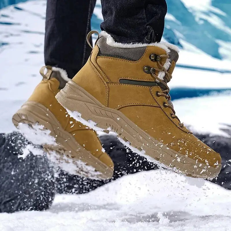 Fleece Lined High Top Winter Hiking Boots for Men | Snow and Trail Use