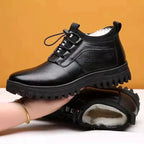 Plush Lined Leather Look Winter Boots for Men | Cold Weather