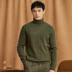 Wool Cable Knit Turtleneck Sweater for Men | Cold Weather Wear