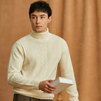 Wool Cable Knit Turtleneck Sweater for Men | Cold Weather Wear