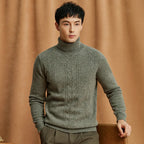 Wool Cable Knit Turtleneck Sweater for Men | Cold Weather Wear