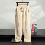 Wool Cashmere Wide Leg Knit Trousers for Men | Cold Weather Wear