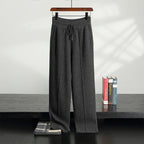 Wool Cashmere Wide Leg Knit Trousers for Men | Cold Weather Wear