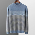Pure Wool Fair Isle Crewneck Sweater for Men | Autumn and Winter Wear