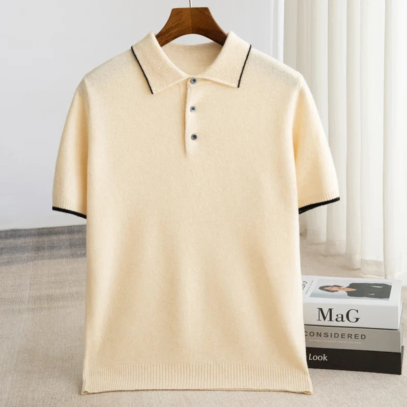 Merino Wool Knit Polo Shirt for Men | Business Casual Wear