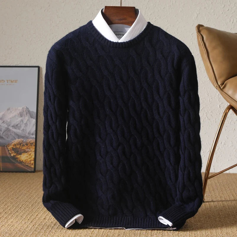 Cable Knit Merino Wool Sweater for Men | Business and Casual Wear