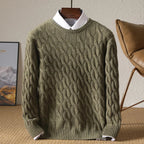 Cable Knit Merino Wool Sweater for Men | Business and Casual Wear