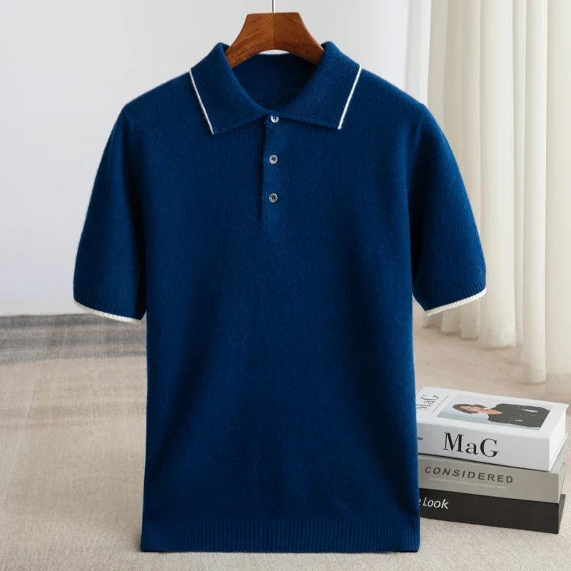 Merino Wool Knit Polo Shirt for Men | Business Casual Wear