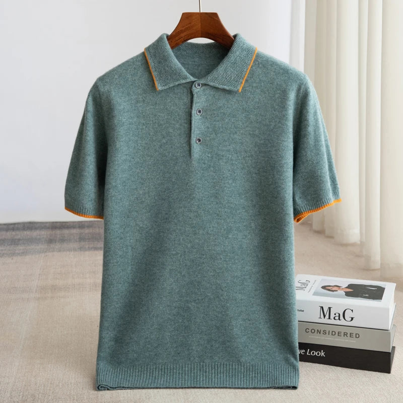 Merino Wool Knit Polo Shirt for Men | Business Casual Wear
