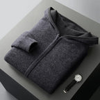 Merino Wool Zip Up Hooded Cardigan for Men | Smart Casual Winter Wear