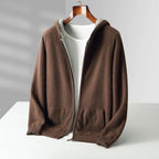 Merino Wool Zip Up Hooded Cardigan for Men | Smart Casual Winter Wear