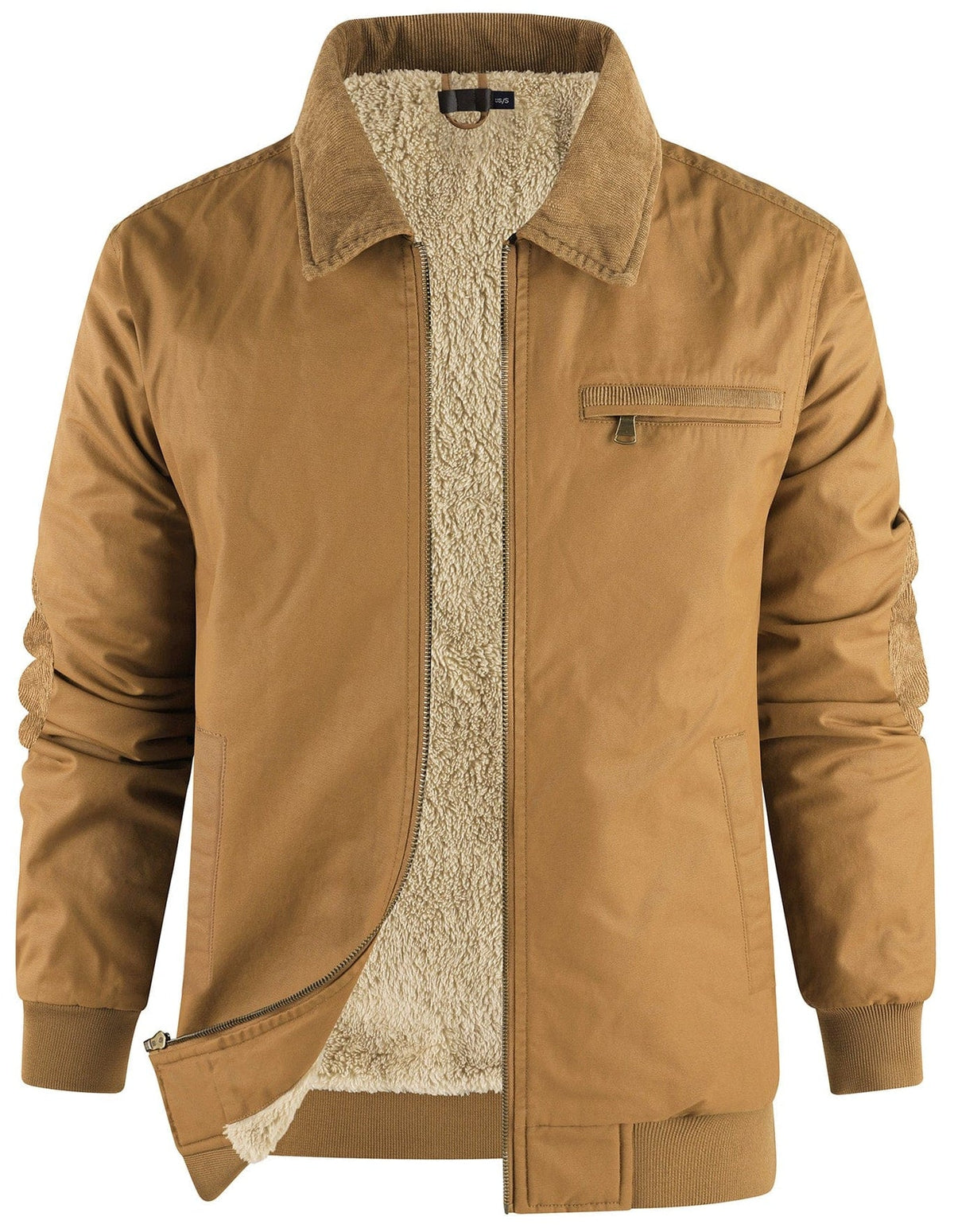 Fleece Lined Structured Collar Zip Bomber Jacket for Men | Winter Outerwear