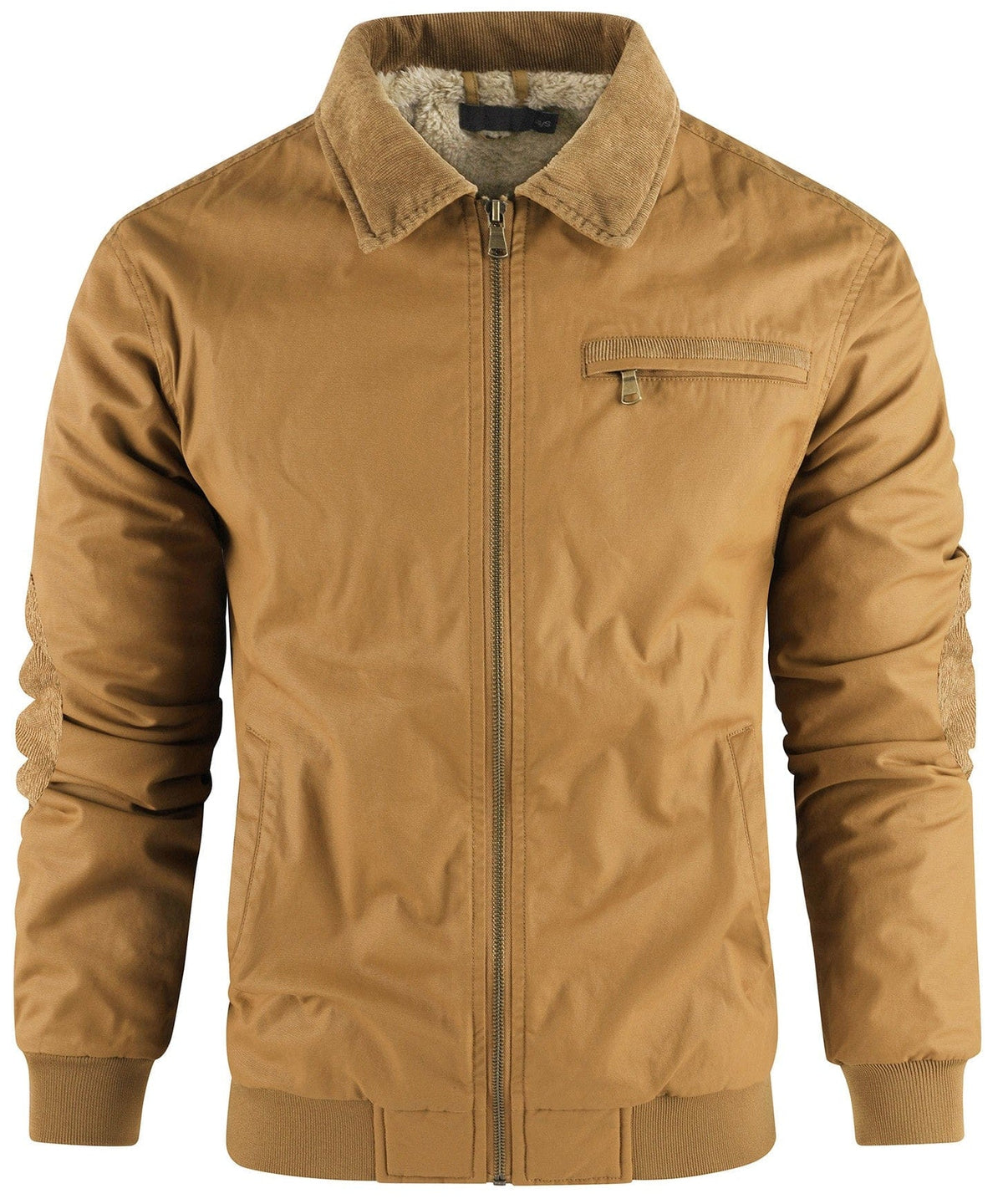 Fleece Lined Structured Collar Zip Bomber Jacket for Men | Winter Outerwear