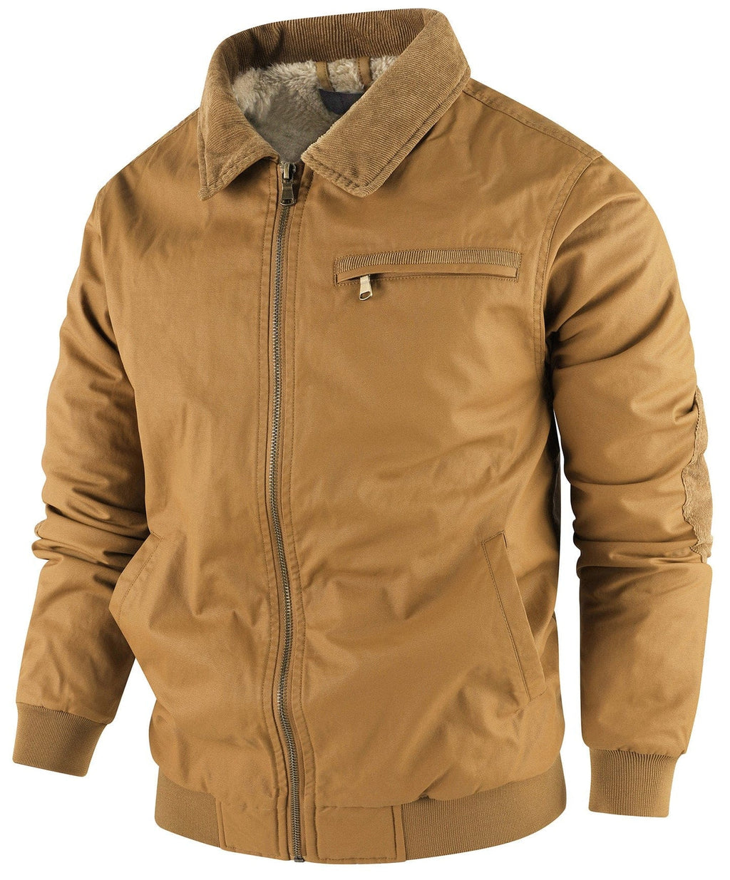 Fleece Lined Structured Collar Zip Bomber Jacket for Men | Winter Outerwear