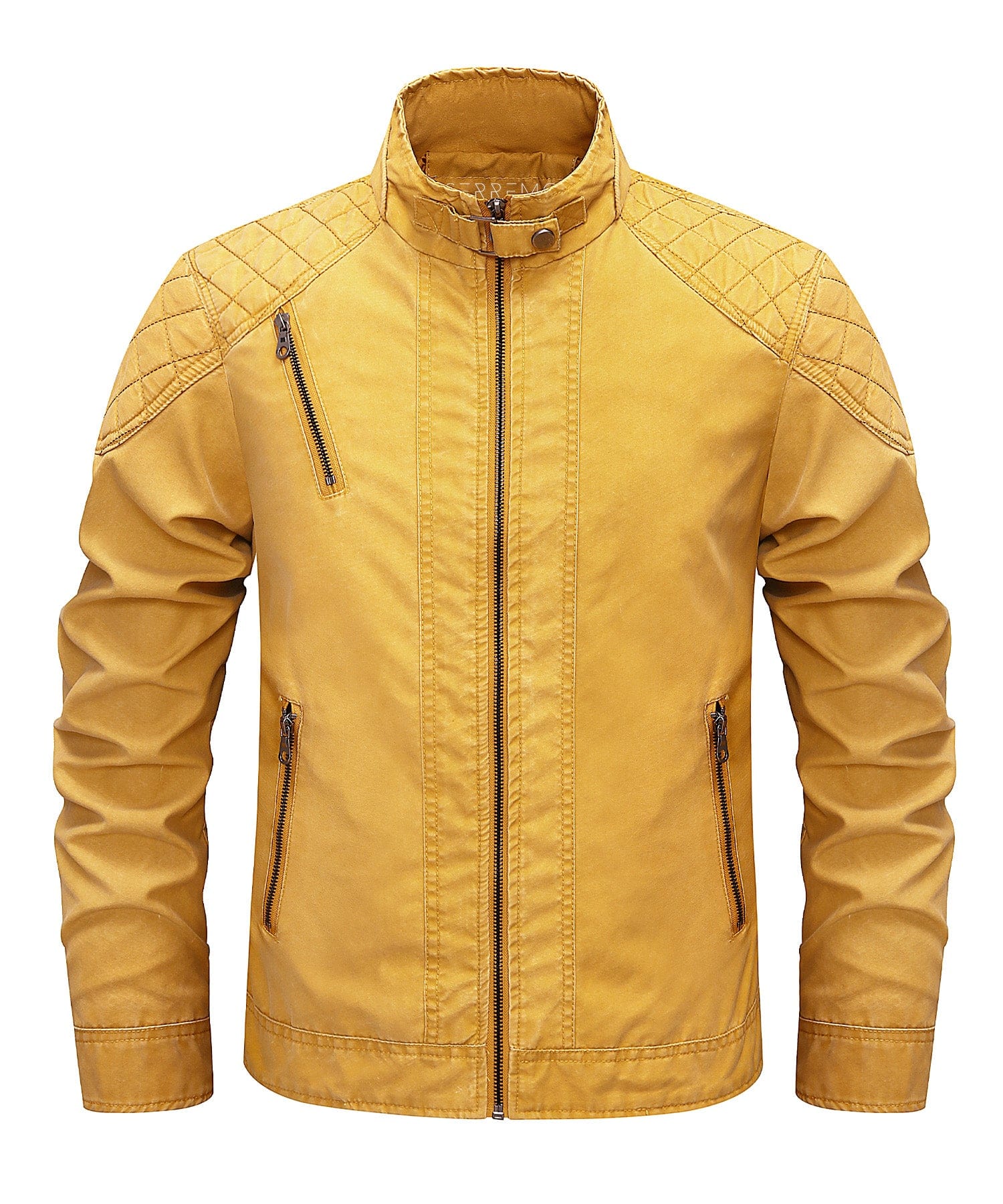 Washed Canvas Quilted Shoulder Moto Jacket for Men | Casual Wear